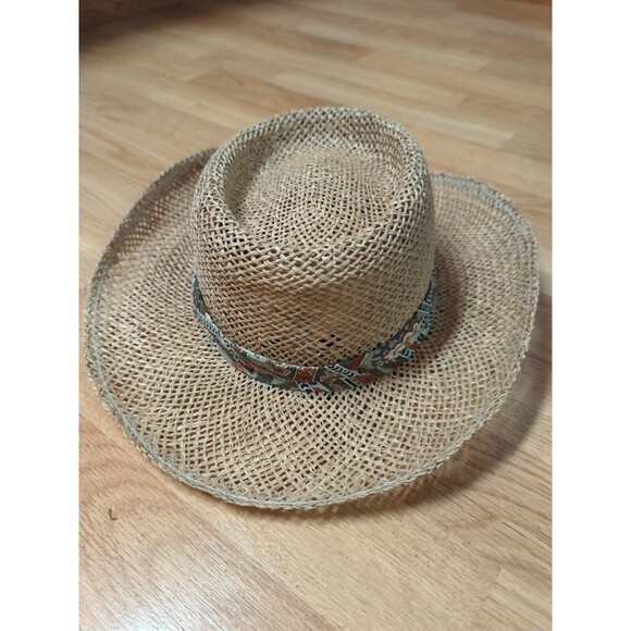 Country Gentleman Straw Hat Fedora Medium Ribbon Made USA - Picture 4 of 7
